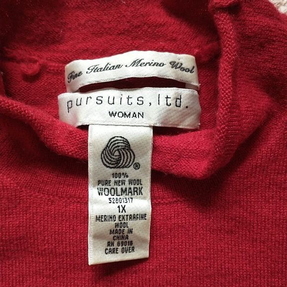 VTG Pursuits Ltd Sweater Women 1X/L*Red Merino Wool Woolmark Christmas*READ - Picture 5 of 6